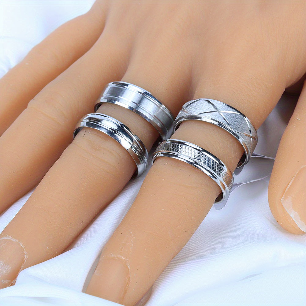 20pcs/Lot Stripe Waterproof Fashion High Quality Rings for Men