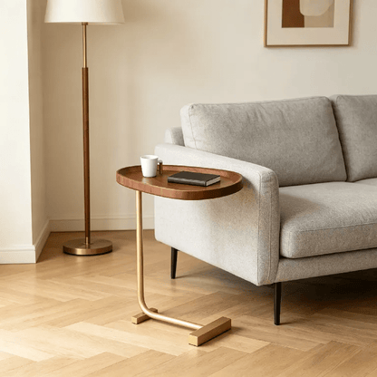 Modern C-Shaped Side Table – Small Oval Coffee Table for Living Room, Balcony, or Bedroom – Perfect as a Snack Table, Book Holder, or Laptop Desk by the Sofa