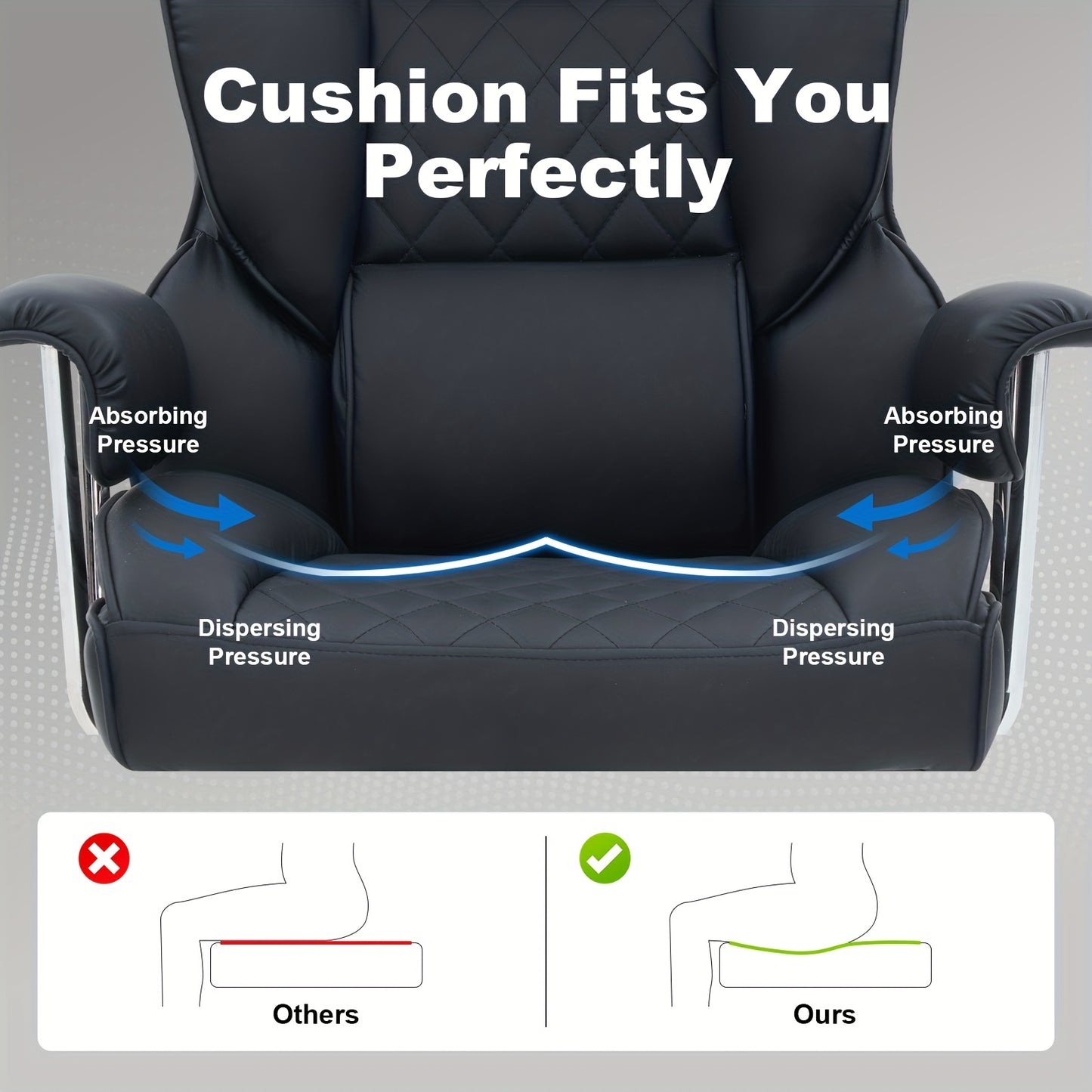 Big And Tall Ergonomic Office Chair with Footrest, Extra Wide Seat And Lumbar Support, Soft Fixed Armrests Comfortable Computer Desk Chair for Home Or Office