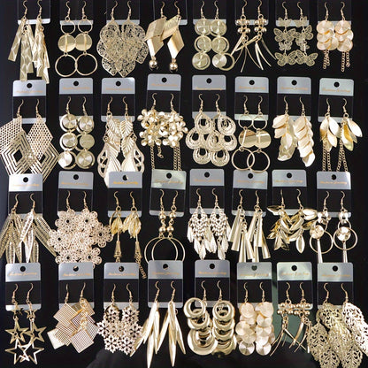10Pairs/Lot Fashion Korean Lady Long Tassel Hook Earrings, European American Style Earrings Hollow Butterfly Leaf Earrings, Versatile Daily Party Gifts Random Style, Without Box