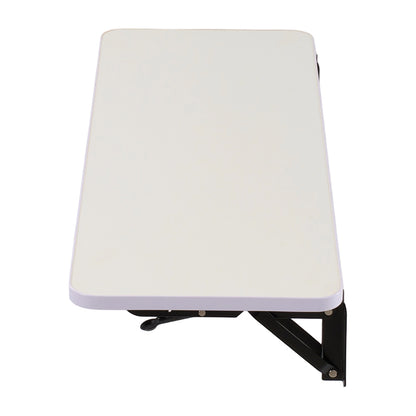 Folding Wall-Mounted Laptop Desk, Space-Saving Study and Reading Table, Metal Iron Frame Design, Durable and Sturdy Wall Desk for Home or Office, Black/White, 52x24cm / 65x24cm / 75x24cm