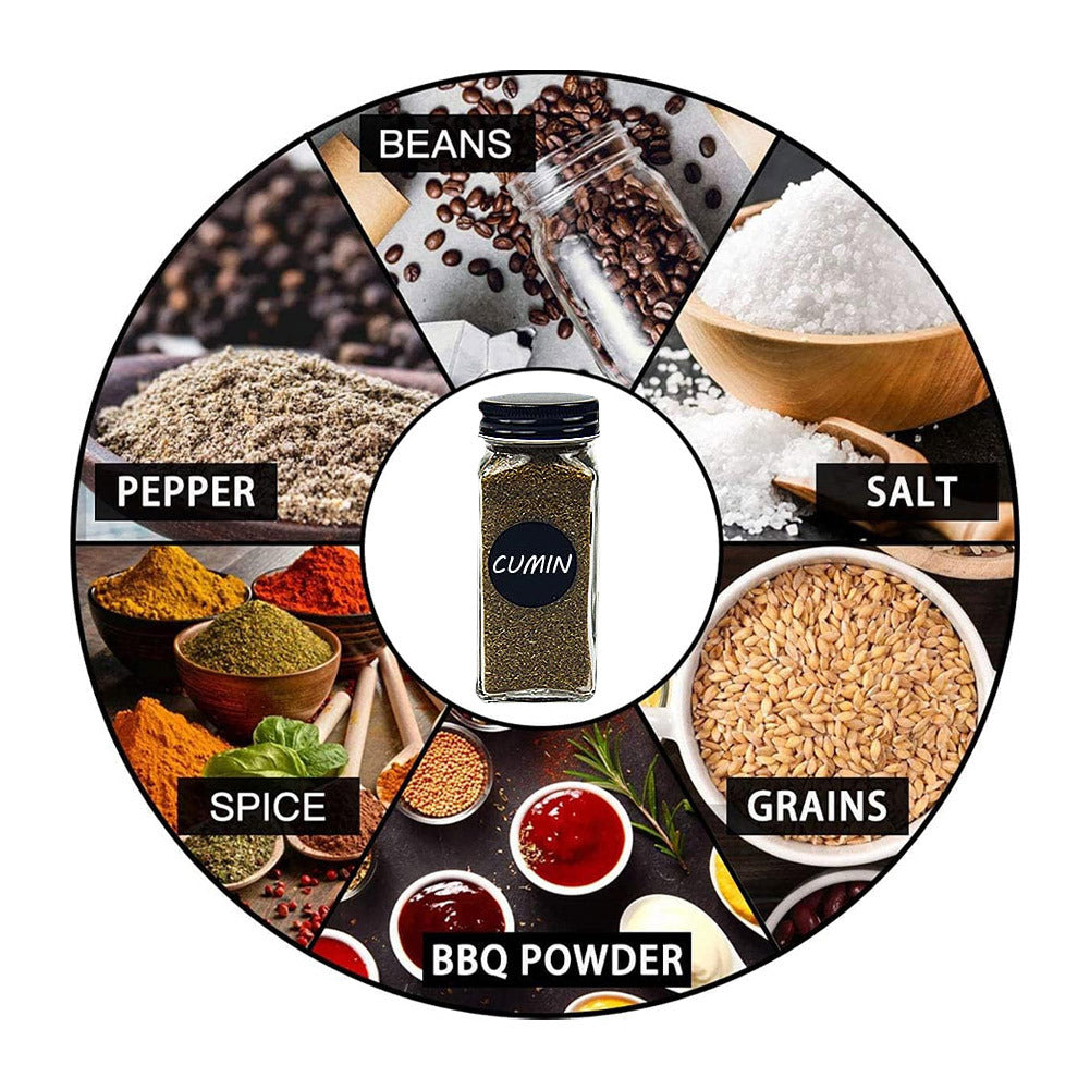 24pcs Glass Spice Jars with Lids, 120ml Spice Storage Jars Seasoning Container Reusable Salt Pepper Shaker with Airtight Lid Labels, Pen, Funnel for Spice, Black, Kitchen and Seasoning