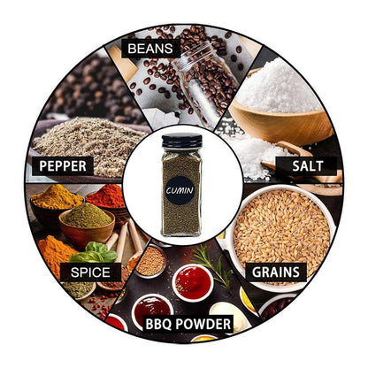 24pcs Glass Spice Jars with Lids, 120ml Spice Storage Jars Seasoning Container Reusable Salt Pepper Shaker with Airtight Lid Labels, Pen, Funnel for Spice, Black, Kitchen and Seasoning