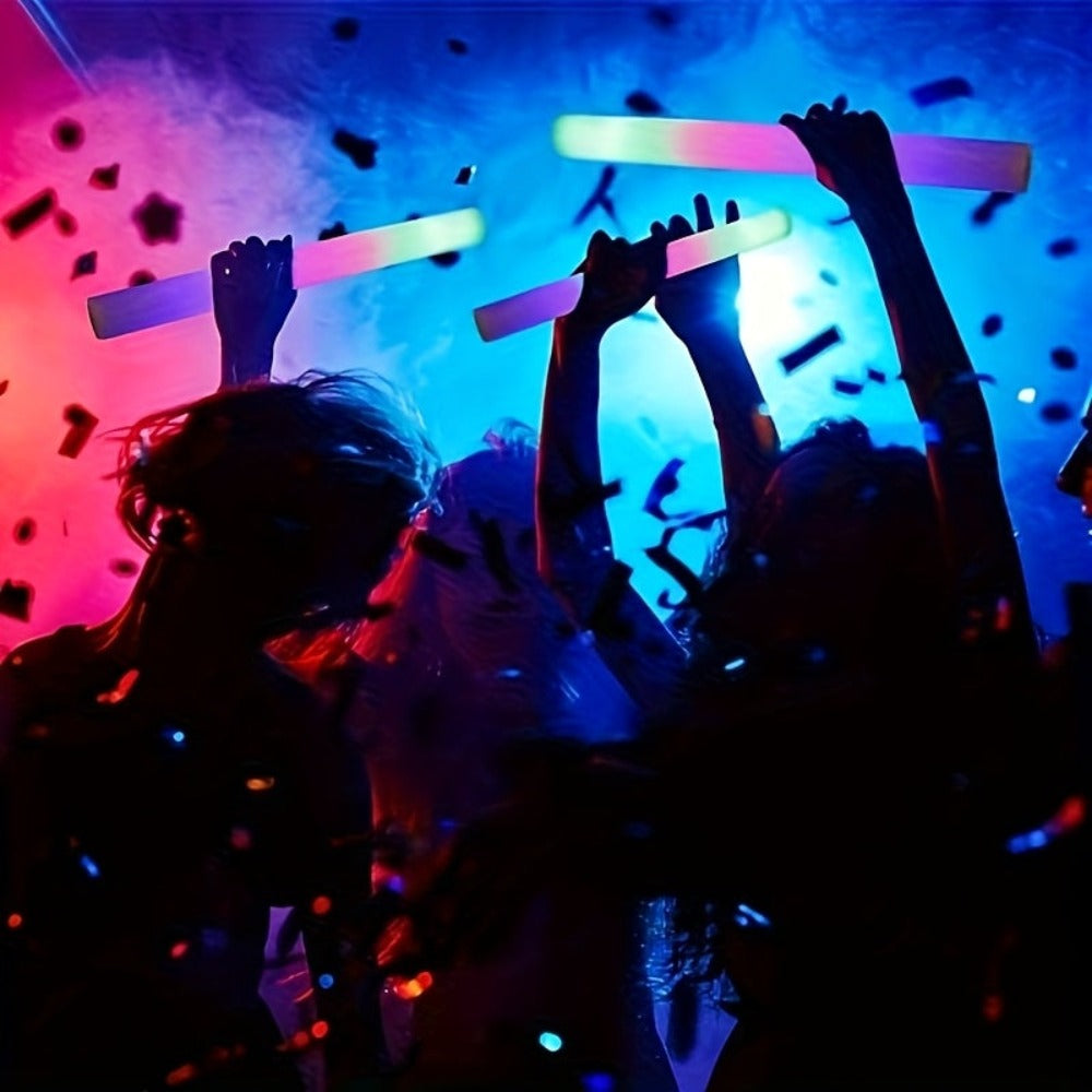 LED Foam Light Up Sticks 42-Pack | 3-Colour Glow Sticks Bulk Party Favours for Weddings, Concerts, Sports Events, Camping & Glow Parties | Flashing Foam Batons