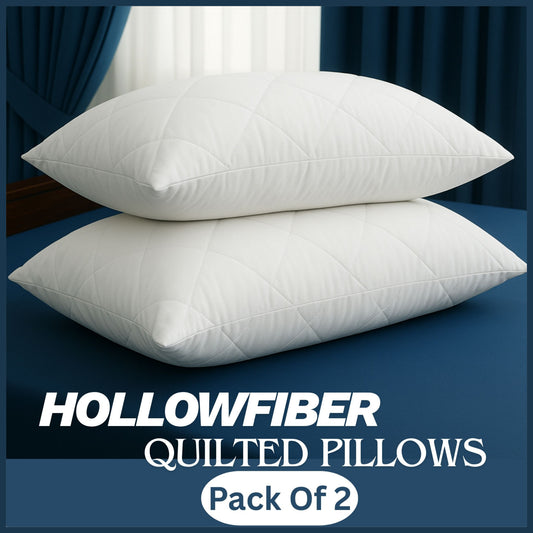 Quilted Pillows Pack of 2 Hotel Quality Bounce Back Deep Filled Soft and Breathable Pillows 29 x 19''
