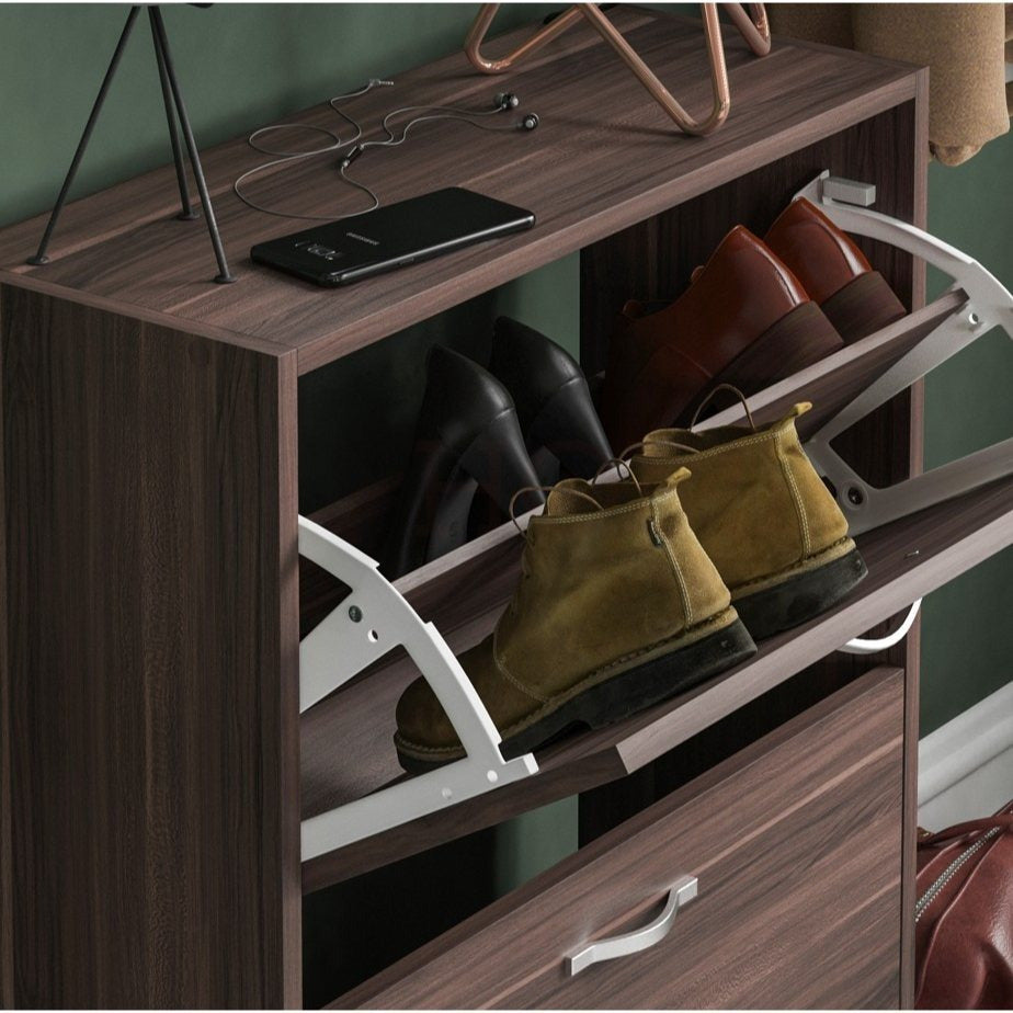 Shoe Cabinet with 2-Drawers, Shoe Cabinet with 2 Spacious Drawers Storage Shoe Rack Organizer Stainless Steel Handles, Entryway Hallway Furniture