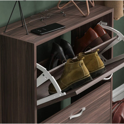 Shoe Cabinet with 2-Drawers, Shoe Cabinet with 2 Spacious Drawers Storage Shoe Rack Organizer Stainless Steel Handles, Entryway Hallway Furniture