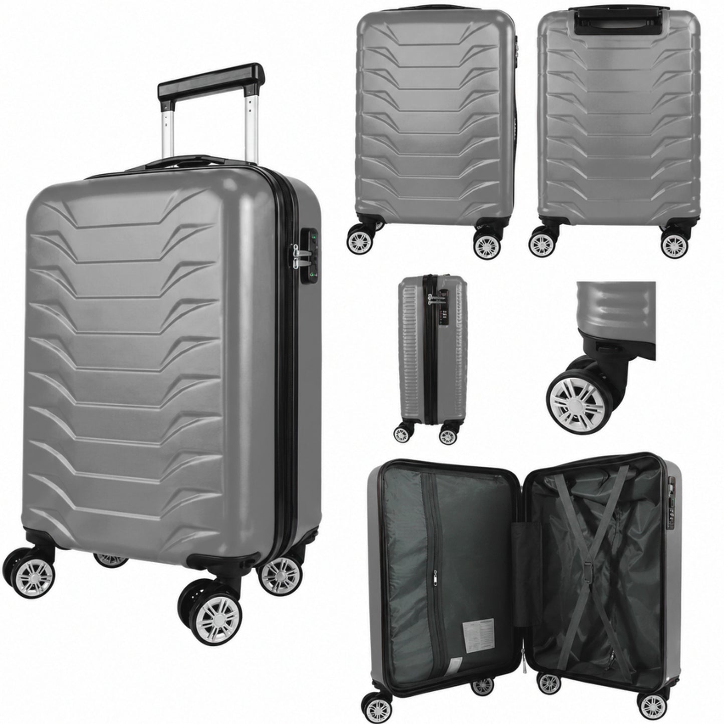 Direct Luggage Underseat Cabin Case 40 x 25 x 20 cm RyanAir Approved Size with Combination Lock and Detachable 360° Wheels T-HC-US-1627