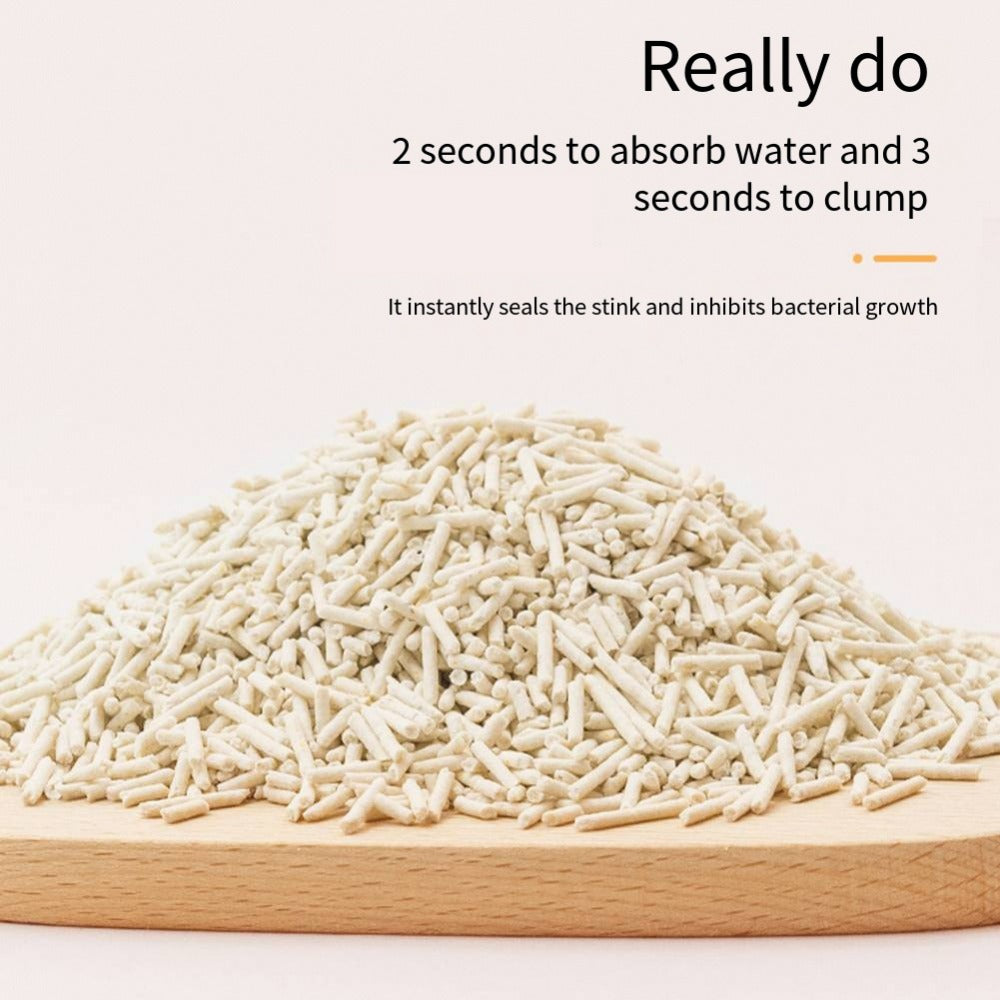 Tofu Cat Litter Clumping 2.4kg 6L – Toilet Flushable, Fast Clumping 2mm Pellets, Low Dust & Odour Control, Natural Plant-Based Cat Litter for Indoor Cats