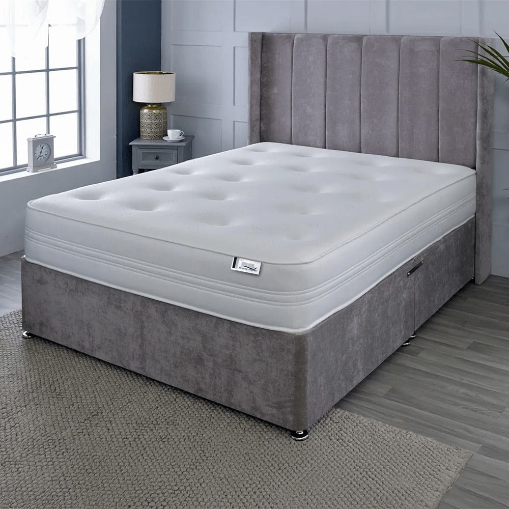 Memory Foam & Open Coil Spring Hybrid Mattress – Tufted, Extra Deep, Handmade in UK | Single, Double, King & European Sizes Available