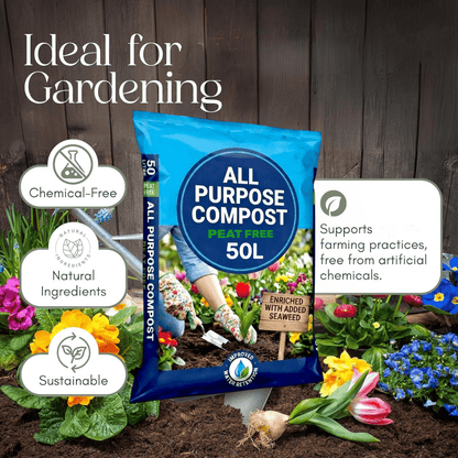 40/50L Peat Free Multi-Purpose Compost Mix for Outdoor Plants, Potting & Seed Starting