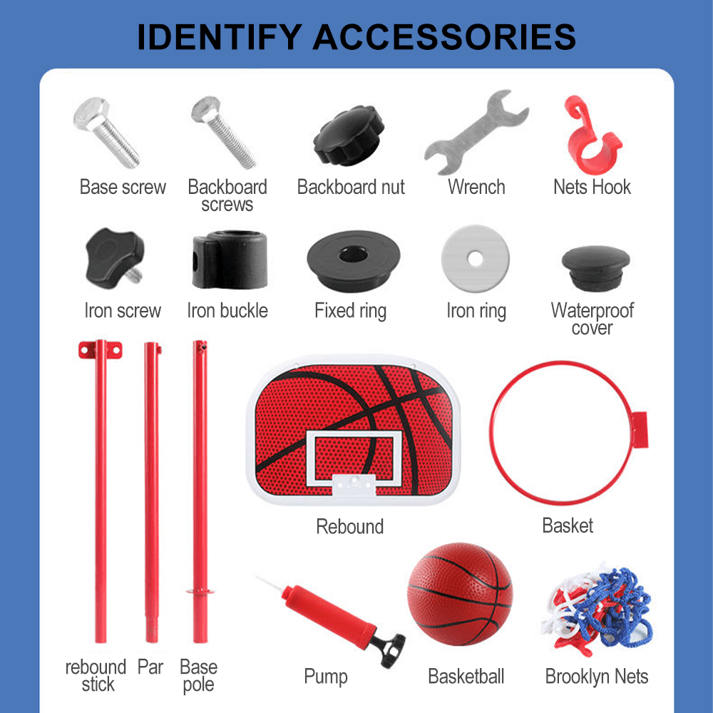 Portable Adjustable Shooting Frame, Kids Youth Sports Basketball Stand Adjustable Height 105-179CM Basketball Goal Toy for Outdoor Backyard Sports Game Play