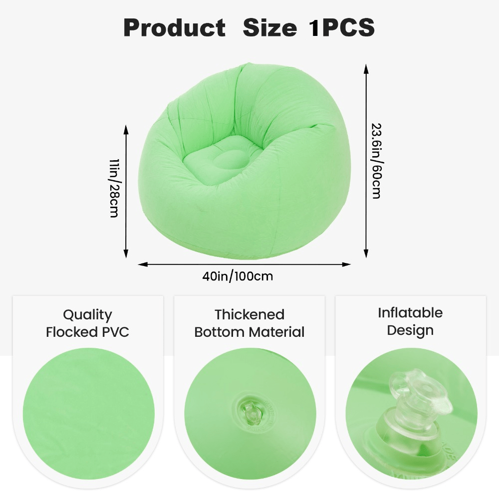 Inflatable Lazy Sofa Plush PVC Thick Bottom Outdoor Indoor Portable Folding Single Air Chair 1pc