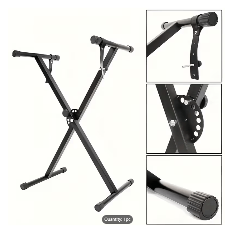33-97cm Keyboard Stand with Locking Strap Adjustable X Frame Music Piano Keyboard Stand Portable Single Braced Electric Piano Stand with 7 Adjustable Height Positions Holds up to 20kg