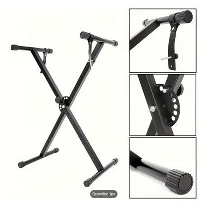 33-97cm Keyboard Stand with Locking Strap Adjustable X Frame Music Piano Keyboard Stand Portable Single Braced Electric Piano Stand with 7 Adjustable Height Positions Holds up to 20kg