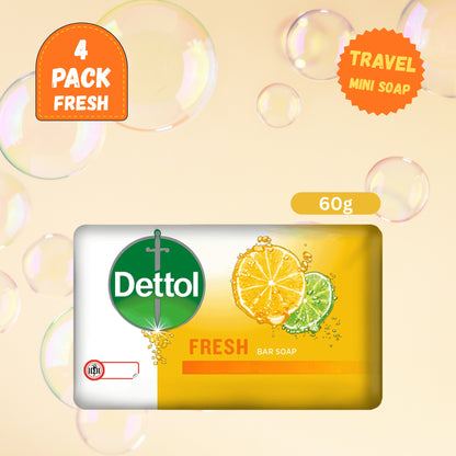 Dettol 4 Pack Soap Bars (Original, Skincare, Cool and Fresh) 60g Each