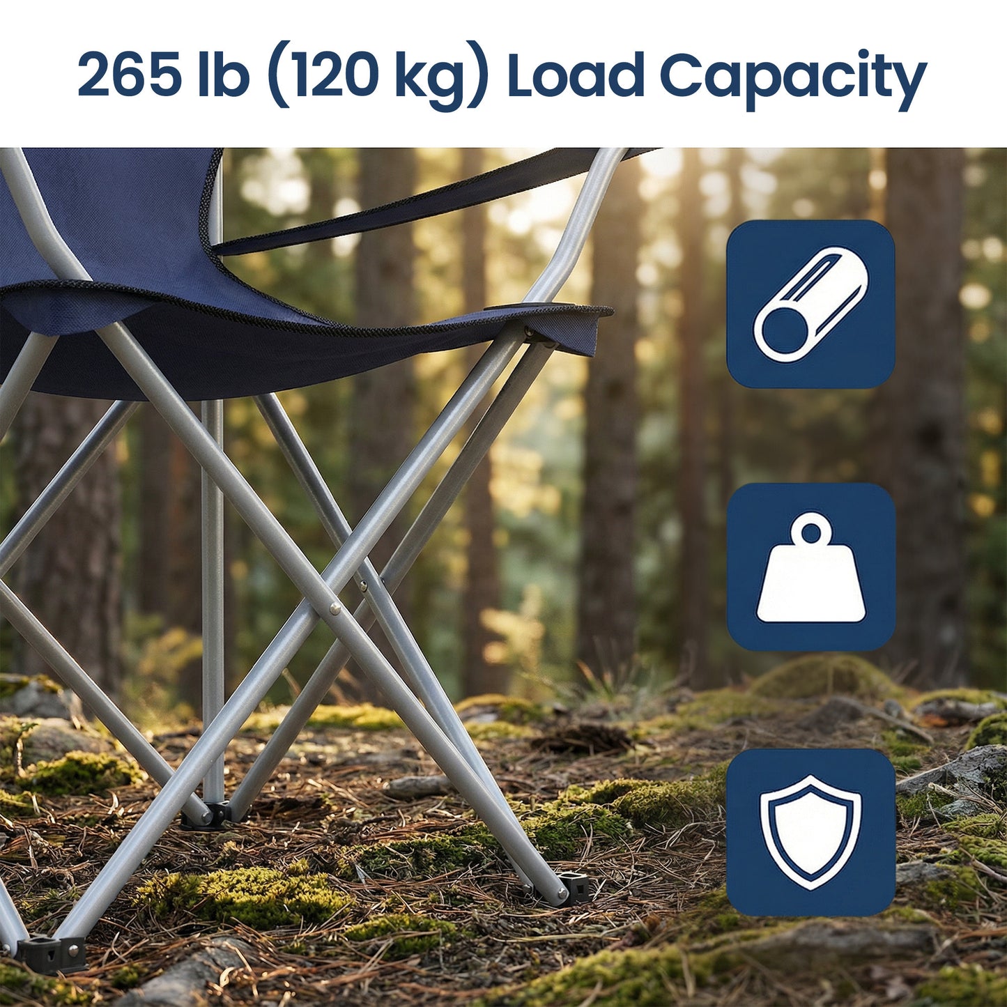 Set of 2 Portable Outdoor Chairs, Folding Lawn Chairs with Cup Holder and Armrests, 52 x 84 x 81，for Beach, Camping, Garden, Black,Blue,Pink