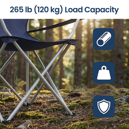 Set of 2 Portable Outdoor Chairs, Folding Lawn Chairs with Cup Holder and Armrests, 52 x 84 x 81，for Beach, Camping, Garden, Black,Blue,Pink