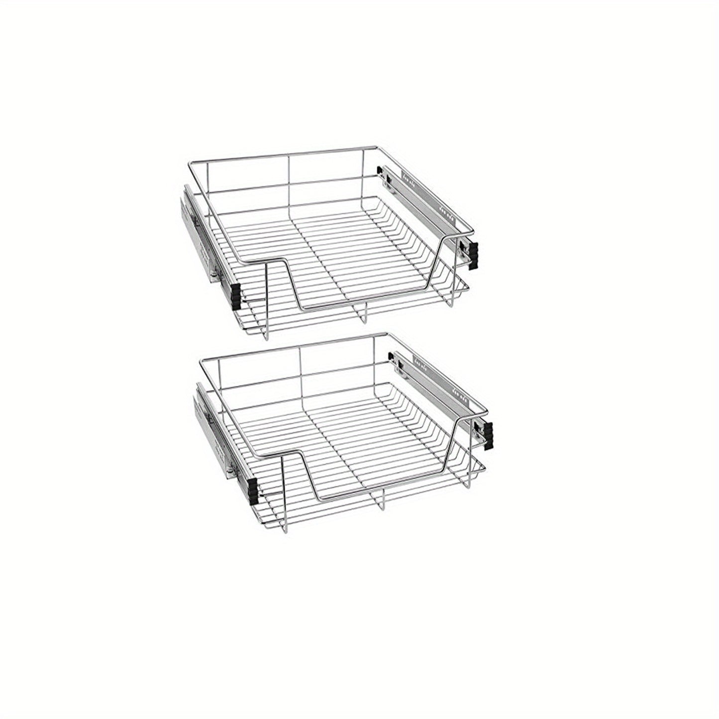 2pcs Telescopic Drawer Kitchen Cabinet, Cupboard Pull-Out Shelf Kitchen Drawers Kitchen Shelf Organizer Basket for Bedroom Drawer Full Extension, Load Capacity Up to 20Kg