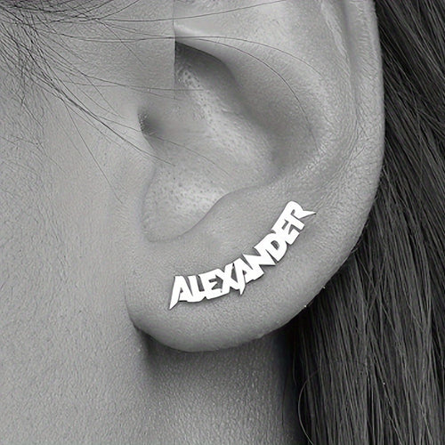 [Personalized Name Earrings] Custom Name Stud Earrings for Women - Punk Fashion Personalized Letter Earrings - DIY Name Earrings - Stainless Steel Jewelry - Women's Ear Accessories - Birthday Gift