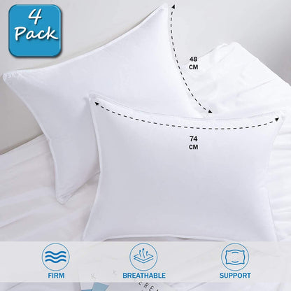 Duck Feather & Down Pillows Fluffy Filled Hotel Quality 100% Soft Luxury Microfiber Pack of 1or 2 & 4 From Local Warehouse