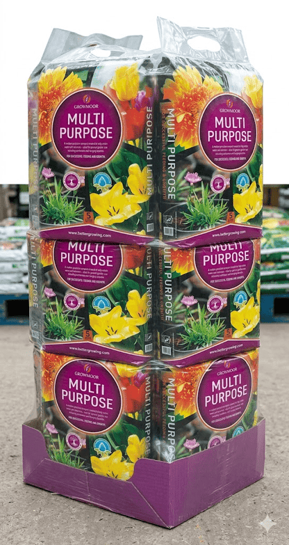 6x Growmoor Multi Purpose Compost 5L All Purpose Potting Soil for Plants, Flowers, Seeds, Vegetables & Garden Containers Indoor & Outdoor Growing Medium