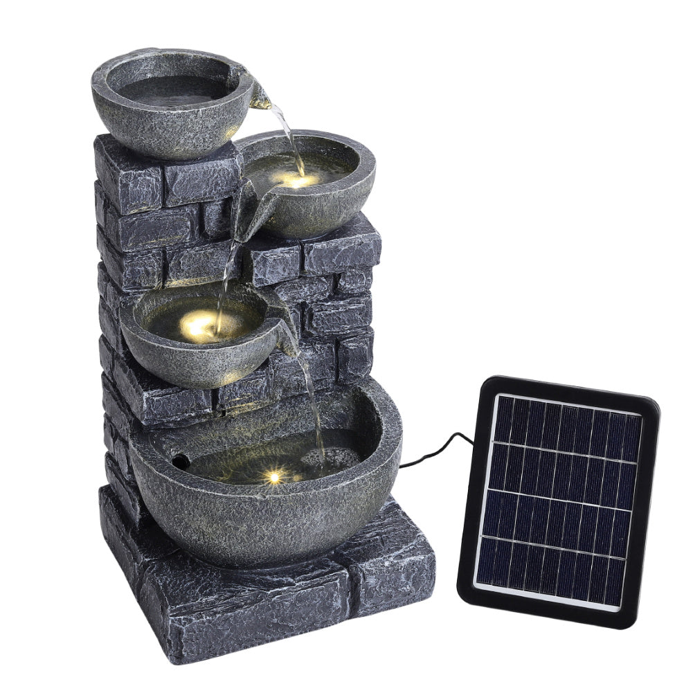 1pc 45cm Solar Outdoor Garden Water features 4 Tier Bowls Cascading Waterfall Fountain for Garden Patio Backyard Deck Porch and Home Art Decor