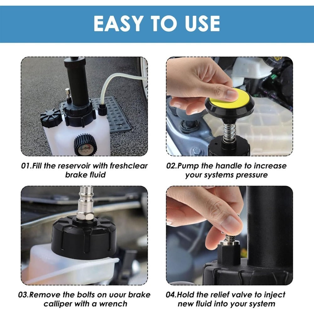 85 mm Brake Bleed Kit 3L Brake Bleed Manual Brake Fluid Bleed Kit Pressure Bleeder with 1L Brake Fluid Extractor Brake Fluid Bleed Kit For European Cars Lorries Trucks ABS Systems