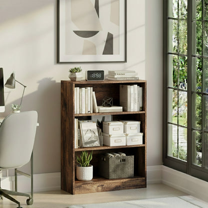 3-Tier Bokcase, Wooden 3 Tier Low Bookcase Wooden Shelving Display Storage Unit Home Office Living Room Bedroom Furniture