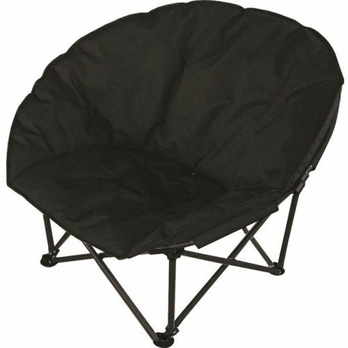 Deluxe Black Padded Folding Outdoor Camping Beach Garden Fishing Moon Chair Seat, Lightweight Metal Frame, Easy Folding Mechanism, Includes Carry Bag