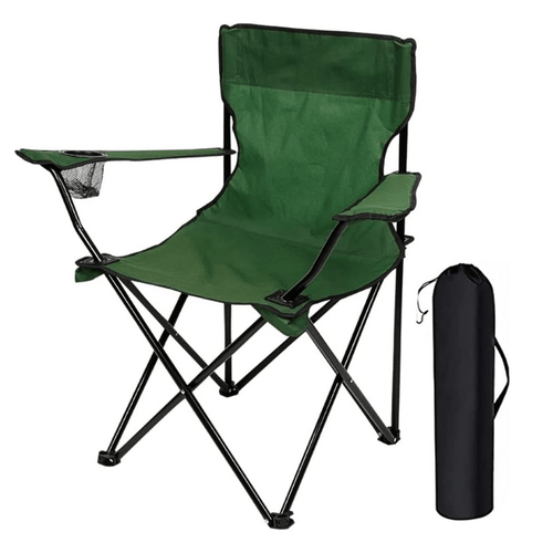 1pc Portable Fishing Chair Foldable Outdoor Chairs Camp Seat with Carrier Bag & Net Mesh Cup Holder, Lightweight Easy Clean Seating for Beach, Camping, Hiking, Parties, Barbecue, Garden, 85x50cm Green 1 Pack