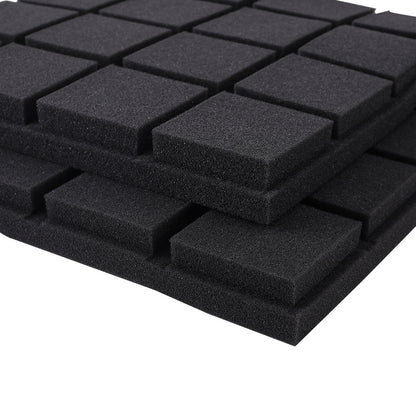 12 Black High-density Polyurethane Sound Insulation Foam Panels - Square Dust-free Sound Absorption Foam Panels, Suitable for KTV/recording Room/tympanum, Size 30 * 30 * 3cm