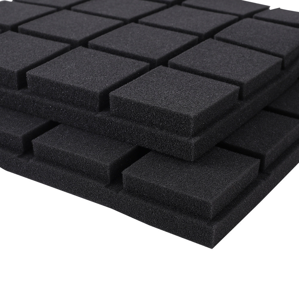 12 Black High-density Polyurethane Sound Insulation Foam Panels - Square Dust-free Sound Absorption Foam Panels, Suitable for KTV/recording Room/tympanum, Size 30 * 30 * 3cm