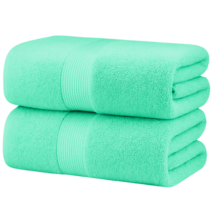 Pack of 2 Cotton Bath Sheets (75×145 cm), Soft, Absorbent & Machine Washable, Ideal for Bathroom, Gym or Daily Use
