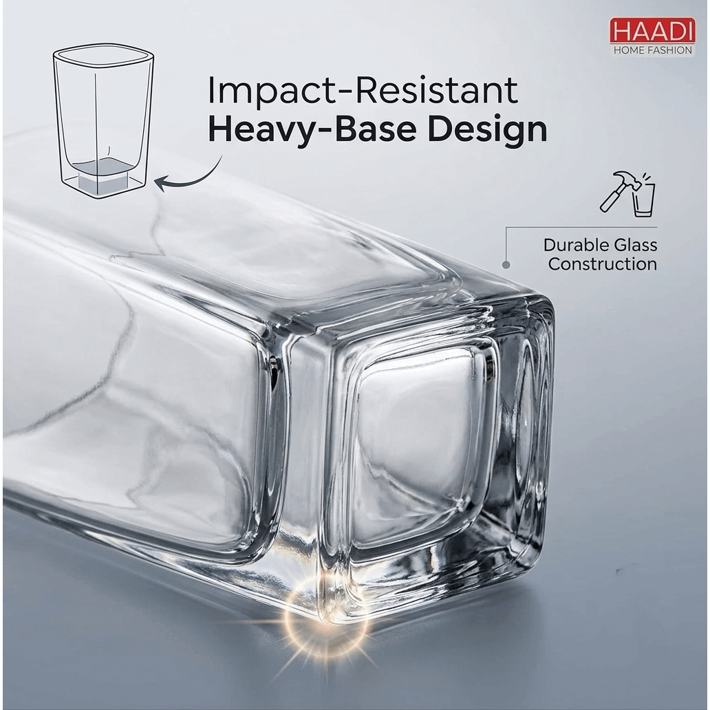 Set of 6 Drinking Glasses – 265ml Clear Glass Tumblers for Water, Juice & Beverages