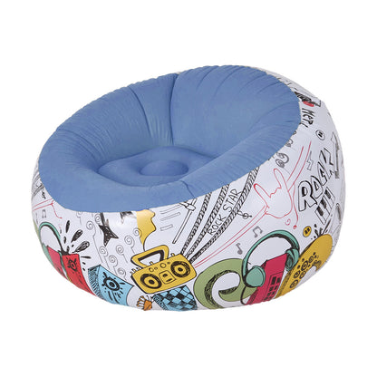 Multicoloured Spherical Outdoor Inflatable Sofa in PVC Material. Lightweight and Portable Home Sofa with Manual Air Pump. Suitable for Living Rooms, Patios, Camping, and Gardens.