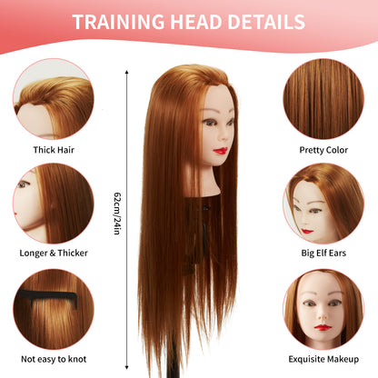 24"/28" Hairdressing Styling Mannequin Doll Salon Training Hair Clamp Professional