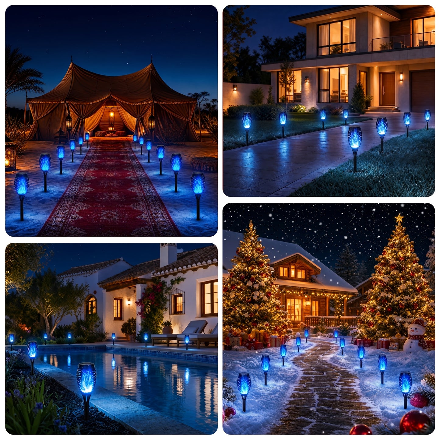 6/8/12pcs Solar Torch Lights Outdoor, Light with Vivid Dancing Flickering Flames for Landscape Garden Pathway, Auto On/Off, for Christmas Decor, Ideal for Christmas Gift