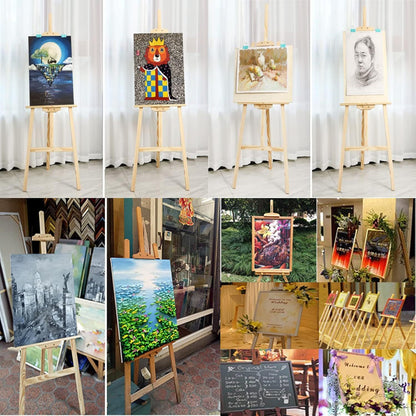 Studio Easel 1.5M Adjustable Drawing Painting Holder 59inch Wooden A-Frame Display Drawing Board Folding Art Stand for Painting