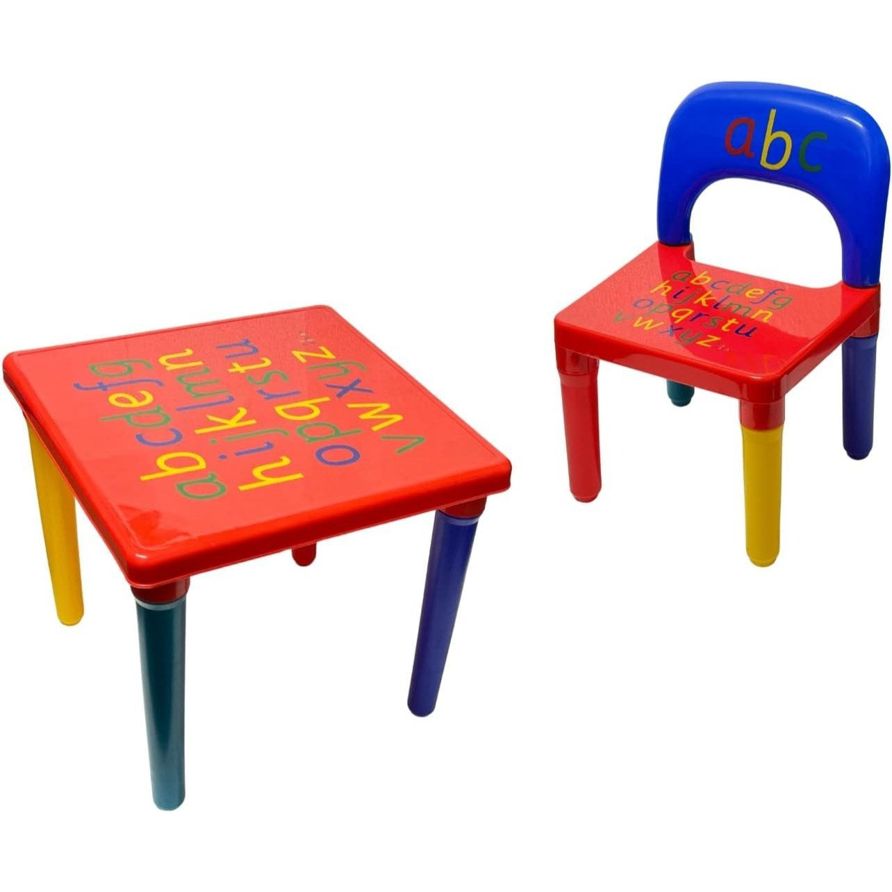 Trendi ABC Alphabet Plastic Table & Chair Set - Vibrant, Durable Kids Furniture for Learning & Play | Toddlers | Multi-Color Plastic Furniture for Kids UK (Red & Blue)