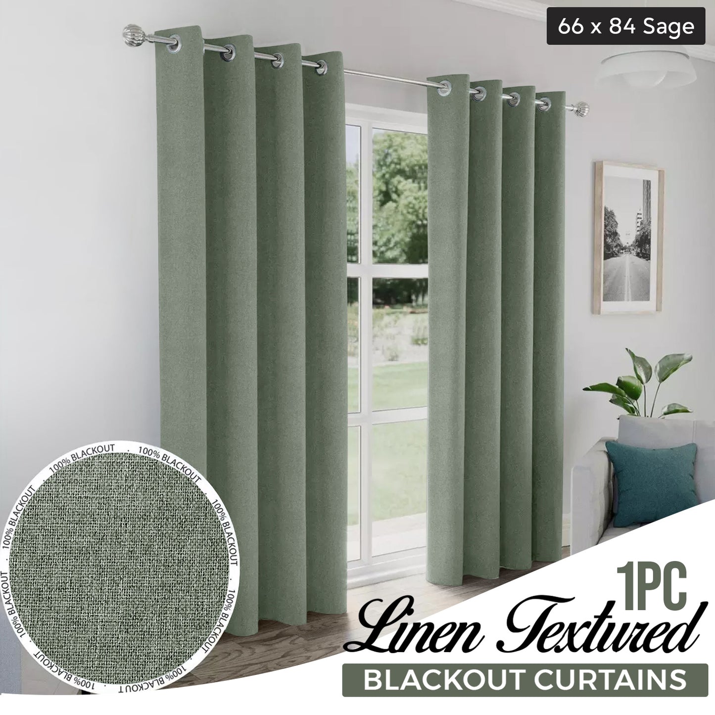 2pcs Linen Textured Blackout Curtains – Linen-Look Coated Thick Fabric Grommet Top Drapes for Bedroom & Living Room, Noise Reducing Energy Saving Window Panels for Home Decor 135GSM