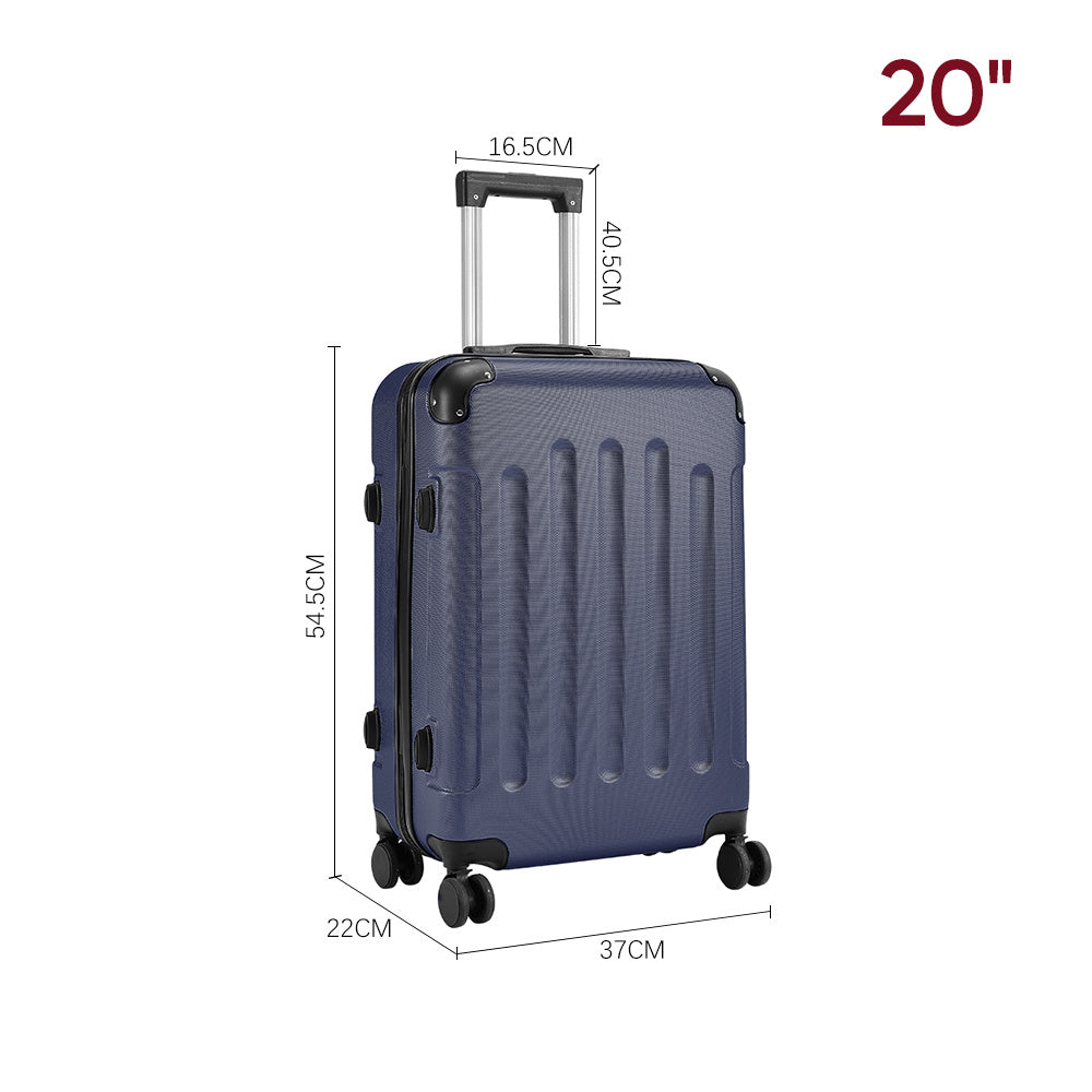 20" Suitcase Lightweight 4 Wheel Spinner Hard Shell ABS Luggage Hold Check in Travel Case Cabin Suitcase Carry On Suitcase, Hard Shell Suitcase with 4 Wheels Cabin Luggage Blue B