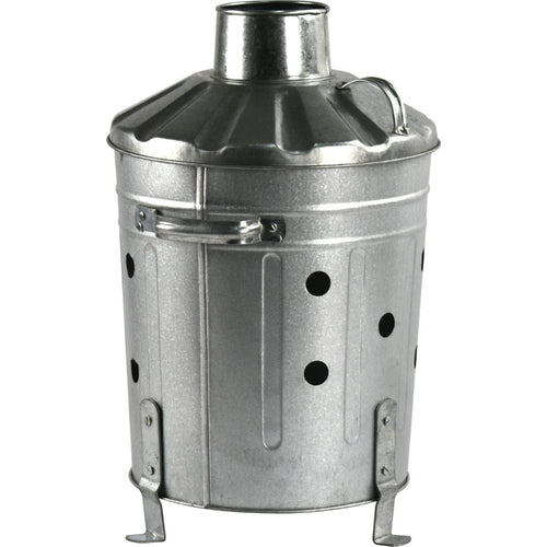 Mini Garden Incinerator Bin 15L – Galvanised Steel Fire Bin with Chimney Lid for Burning Garden Waste, Rubbish & Wood | Ventilated, Corrosion-Resistant, Compact Garden Burner