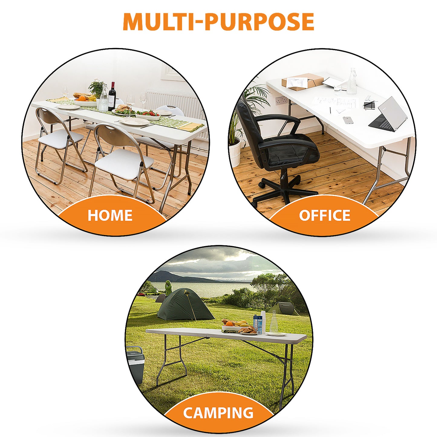 6ft Folding Table Trestle Camping Party Picnic BBQ Stall Garden Indoor Outdoor