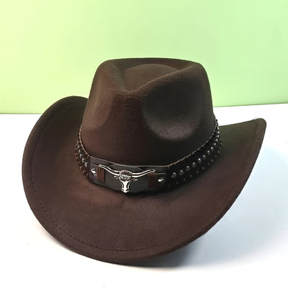 1pc Classic Western Cowboy Hat with Bull Head Belt Buckle, Wide Brim Jazz Hat Design for Spring, Summer, And Fall Outdoor Activities, Outdoor Headwear | Cowboy Hat, Cowboy Additions