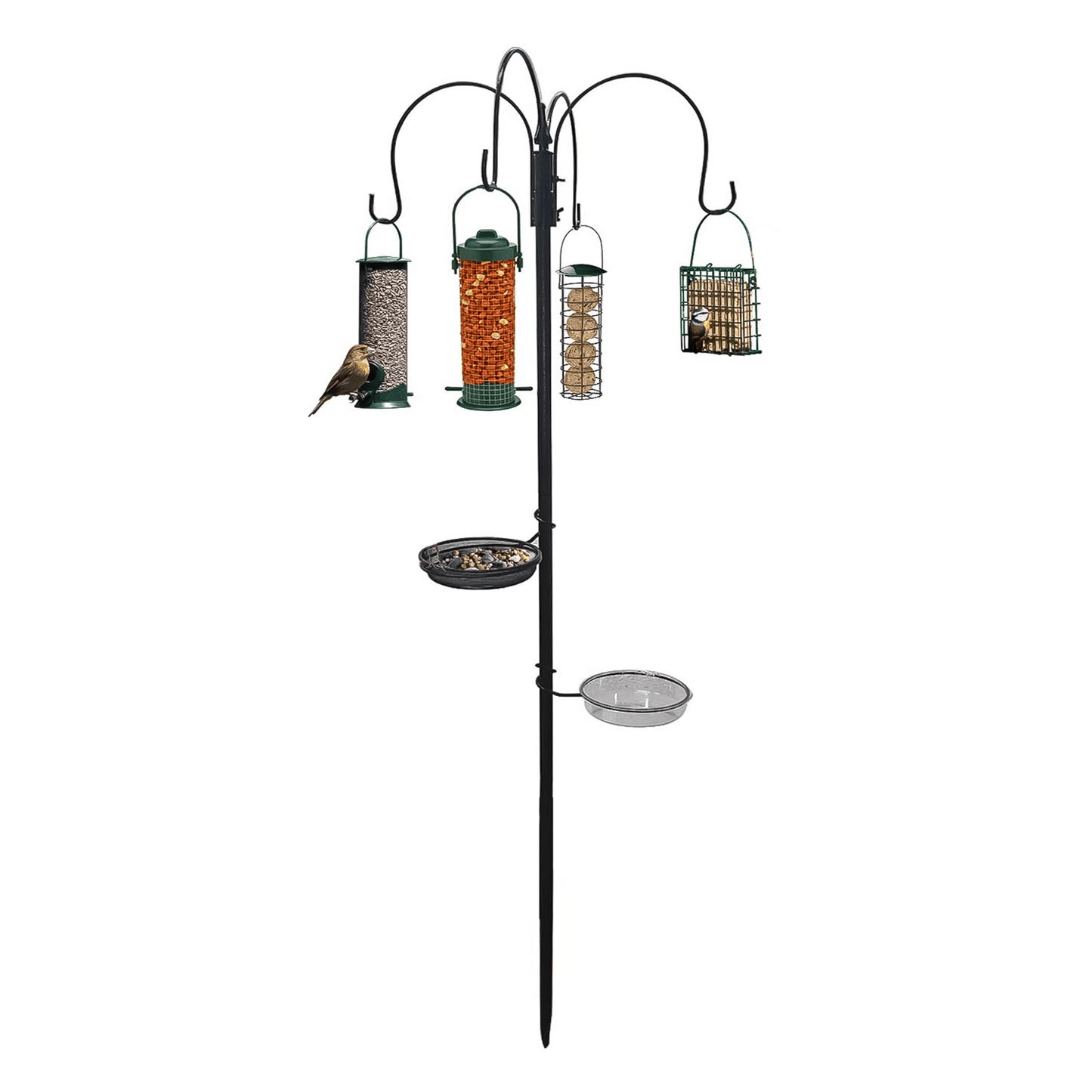 Wild Bird Feeding Station with Feeders Water & Seed Tray Perfect for Gardens Outdoor Feeder Table Ground Spike Base