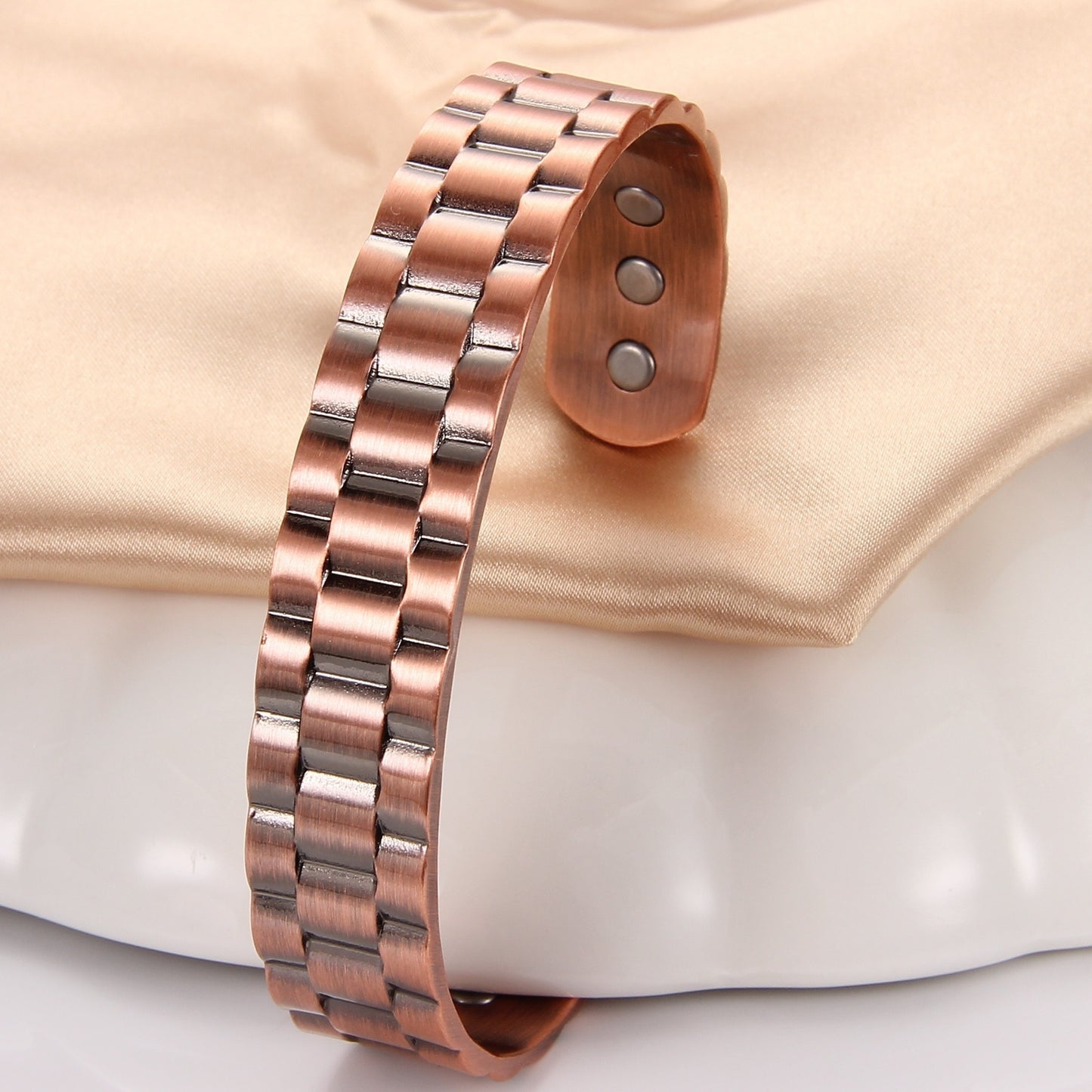 Ultra Strength Magnetic Copper Bangle Bangle Bracelet for Men, Men's Copper Bangle Bangle Bracelet for Husband,Grid Design Adjustable 99.99% Pure Copper Magnetic Cuff Bangle Brazaletes Jewelry Gift for Valentine's Day
