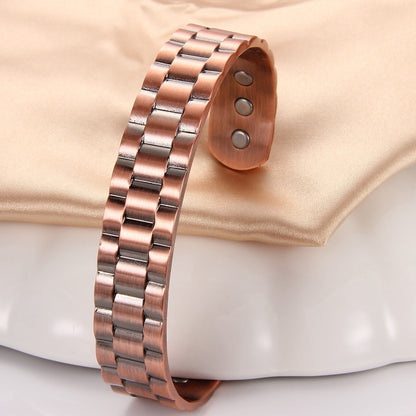 Ultra Strength Magnetic Copper Bangle Bangle Bracelet for Men, Men's Copper Bangle Bangle Bracelet for Husband,Grid Design Adjustable 99.99% Pure Copper Magnetic Cuff Bangle Brazaletes Jewelry Gift for Valentine's Day