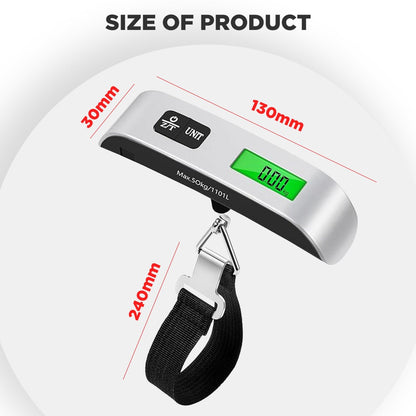Digital Luggage Scale 50kg 110lb Portable Handheld Electronic Travel Weighing Device with Backlit LCD Display Tare Function Steel Hook for Suitcases Baggage UK