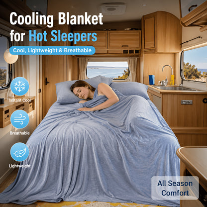 Arc-Chill 3.0 Cooling Blanket for RV Travel, Ultra Soft Lightweight Summer Cooling Throw, Breathable Cold Touch Fabric for Hot Sleepers, Night Sweats, Bed, Couch, All Season, Machine Washable